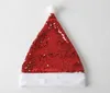 Sublimation Glitter Christmas Hats Red Sequins Cloth Decoration Xmas Party Favor Santa Hat Heat Transfer Printing DIY Mermaid Holiday New Year Cap for Adult Chidren