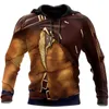 Mäns Tröjor Höststil Personlig Kläder Cowboy Cosplay 3D Tryckt Hoodie / Sweatshirt Fashion Unisex Zipper Pullover AP