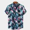 花のシャツの男性夏のカジュアルメンズアロハシャツビーチホリデーハワイアンカミサスフラワープリント通気性のある化学ホム210524