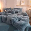 Set di biancheria da letto Set di velluto di visone Peluche Letto invernale Copripiumino spesso Lenzuola e federa in tinta unita per biancheria da letto morbida per la casa