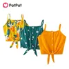 Sommar 3-bitars toddler Girl Floral Polka Dots Solid Knapp Väst för 3-6 Barn Sling Bomull Top Kläder 210528