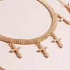 Vintage Cross Tassel Necklaces For Women Gold Silver Color Multi- Layer Arrow Chain Choker Necklace Female Jewelry Accessories Pendant