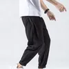 Pantalons pour hommes Hip Hop élégant pour hommes avec cordon de serrage Super mince couleur unie respirant multi-poches pantalon sarouel doux pour le sport