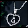 Pendentifs Drop Delivery 2021 Iced Out Coeur Colliers Lettres Initiales Bijoux A-Z 26 Alphabets Sier Or Charme Cristal Pendentif En Forme D'amour N