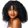 Curly Human Hair Wigs With Bangs Brazilian Machine Made Jerry Curl remy Wig Non Lace African For Black Women 150 Density