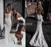 2022 Glittering Sequined Beach Boho Wedding Gowns 2022 Modern Square Neck Sexy Open Back Spaghetti Straps Mermaid Bridal Dress Sweep Train robes de mariée Arabic EE