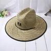 Wide Brim Straw Hat Men's Lifeguard Summer Protection Black Side Outdoor Panama 210608