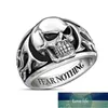 Vintage Silber Farbe Domineering Herren Totenkopf Ring Punk Rock 3D Stereoskopisches Skelett Biker Ringe für Männer Männlich Hip Hop Schmuck Fabrikpreis Expertendesign Qualität