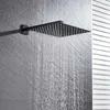 Pommeau de douche noir mat 8/10/12 pouces pluie ultra-mince avec bras accessoires de salle de bain mural 210724