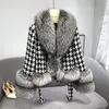 女性の毛皮のフェイク2022到着豪華なコート冬のファッション格子本物の濃いふわふわしたアウターウェアS7921