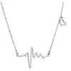 10 Stück Edelstahl Liebe Kardiogramm Halskette Schmuck für Frauen Herzschlag EKG Halskette Elektrokardiogramm Golden Silber-Ton