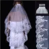 luxury Wedding Veils 2 Layer Lace Applique Edge With Beads Rhinestones Bridal Veil Bridal Accessories