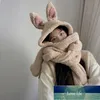 Kobiety Bunny 3 w 1 Zima Ciepłe Miękkie Cutethickening Hood Scarf Snood Kieszonkowe Kapelusze Z Kapturem Sarves Scarf Hat Rękawica 3 Sztuka Cena Fabryczna Ekspert Projekt Quality Najnowszy styl