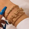 3 pz/set nuovi braccialetti d'avanguardia del metallo della lega di colore dell'oro per gli accessori registrabili geometrici dei monili delle donne