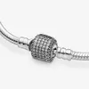 Pulseiras Pandora para mulheres Joias Charms Silver Sterling 925 Original Designer Sparkling Pave Clasp Snake Chain Bracelet 20212718