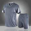 Zomerheren jogger set zweetpak snel droog ademende t -shirt + shorts tweedelig mannen rennen pakken sportkleding maat 5xl 210722