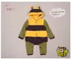 Fleece baby rompertjes hoodies jassen streep bijen body pak fleece streep baby kleding jongen outfits 210413