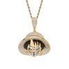 Hängsmycke Halsband Hip Hop Full CZ Stone Paved Bling Out Cartoon One Piece Luffy Pendants Halsband för män Rapper Smycken Guldfärg