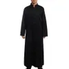 Roman Priest Cassock fantasia igreja católica Clero Black Robe vestido de clérigo Vestimentos de pedestres Botão Botão Adulto Cosplay