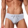 Plus Size Low Cintura Sólido Homens com Bolso Nadar Swim Shorts Trunks Swimwear Pants Swim Briefs 210515