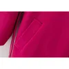 秋の女性の外装のファッションローズピンク色の色の完全な袖サッシ現代の女性ウールコート210602