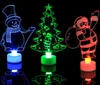 Jul LED Night Light Creative Dekoration Färgglada Xmas Tree Snowman Santa Claus Lampa Heminredning Lysande Akryl