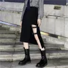 Gothic Punk Hip Hop Cargo Gonne Donna Harajuke Cintura a vita alta Fibbia Nera Modello lungo drago Streetwear Saia Donna 210421