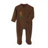 新生児ローマの赤ちゃんファッション文字プリントジャンプスーツ男の子の女の子ユニセックス長袖フットラップジャンプスーツ