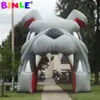 Cute giant outdoor inflatable bulldog tunnel animal mascot head entry channel football helmet tent for sports events