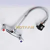 Wall Mounted Kitchen Faucet & Cold Water Mixer Crane Dual Handle Dual Hole Kitchen Sink Tap Copper Chrome Plated YT-6029 210724