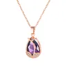 024 Pendente di collana femminile di tulipano di lusso Pietra di nascita di cristallo viola Regali di gioielli per la festa della mamma Adatto per la festa di anniversario di compleanno delle donne