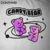 Tshirts hajuku reflekterande godisbjörn kortärmad tee shirts streetwear hip hop mode män avslappnad bomull lösa toppar 210602