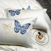 Conjuntos de roupa de cama 2022 100s Long Staple Algodão Bordado Butterfly Set Designer Parte de Cama Duvet Capa 4 pcs