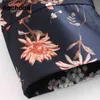 Elegancki Floral Print Wrap Kobiety V Neck Vintage Koszula Batwing Z Długim Rękawem Luźna Bluzka Domowa Z Pasem Blusas Mujer 210413