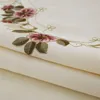 Handgefertigtes Cutwork-Blumen-besticktes rechteckiges Esstischdecken-Set, beige Satin, runde Tischdecken, Tischsets, Stoff, Heimdekorationstuch
