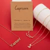 12 Zodiac Bokstäver Hängsmycke Halsband Gammal Engelska Skorpion Väduren Taurus Gemini Cancer Leo Choker Horoskop Tecken Necklace 3pcs / Set