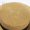 レディースサンボーターフラットハット小さな蜂のスパンコール麦わら帽子レトロゴールド編組帽子女性サンシェード輝くフラットキャップRh 2203030