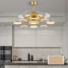 Ventiladores de techo Luces de ventilador brillantes Lámparas Control remoto sin hoja LED de oro moderno para el hogar Comedor Restaurante