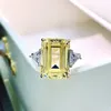 Sterling Sier Square Sapphire Sparking High Carbon Diamond Rings Women