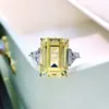 Sterling Sier Square Sapphire Sparking High Carbon Diamond Rings Women