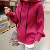 Koreaanse Casual Oversized Hoodie Dames Harajuku Pullover Plus Size Hoodies Losse Gebreide Wol Sweatshirt Trekkoord 11847 210527