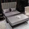 Solid Color Emulation silk Bed Sheet Thicken Quilted Fitted Sheet Elastic Bed Linen Mattress Cover All Size Bedding Bedspread 210626