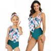 부모 - 자식 수영복 여성 2021 비키니 세트 높은 허리 인쇄 수영복 소녀 3 -12 년 아기 수영 수영복 2 조각