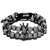 Luxury Crown Charm Män Armband 8mm Micro Pave CZ Round Flätad Macrame Armband Pulseira Feminina Handgjorda Smycken Kvinnor Present 220222