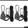 Ganci Rotaie Stoccaggio Organizzazione delle pulizie Casa Giardino Drop Delivery 2021 4 pezzi 1/8 pollici Heavy Duty Regolabile Ratchet Rope Hanger per Gr