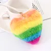 Heart Rainbow Beychain Party Party Saceates Plush Balls Key Цепи Декоративные Подвески Для Женщин Сумка Брелок Аксессуары Автомобильный Ключ