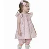 Zomer baby meisjes afdrukken mouwloze jurken kinderen kinderen meisje prinses kleding bloemen + shorts 210429