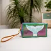 laser Cosmetic Bag for Women Leather Travel Makeup Bag Organizer PU Toiletries Female Storage