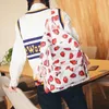 Outdoor Bags Fresh Style Fruit Strawberry Print Backpack Pink Bow Girl Bag Travel