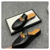 Designer Princetown Slippers Genuine Leather Mules Women Loafers Metal Chain Casual Shoe Lace Velvet Slipper With Box